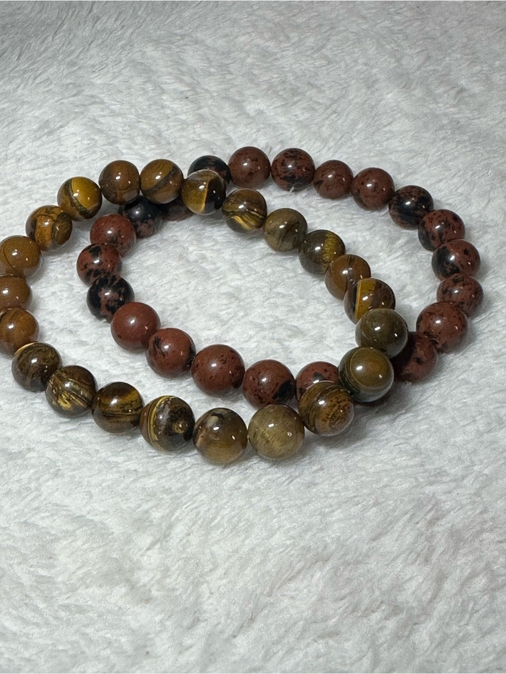 ✨Handmade Natural Tiger’s Eye & Tiger Iron Crystal Beaded Bracelets Set ✨